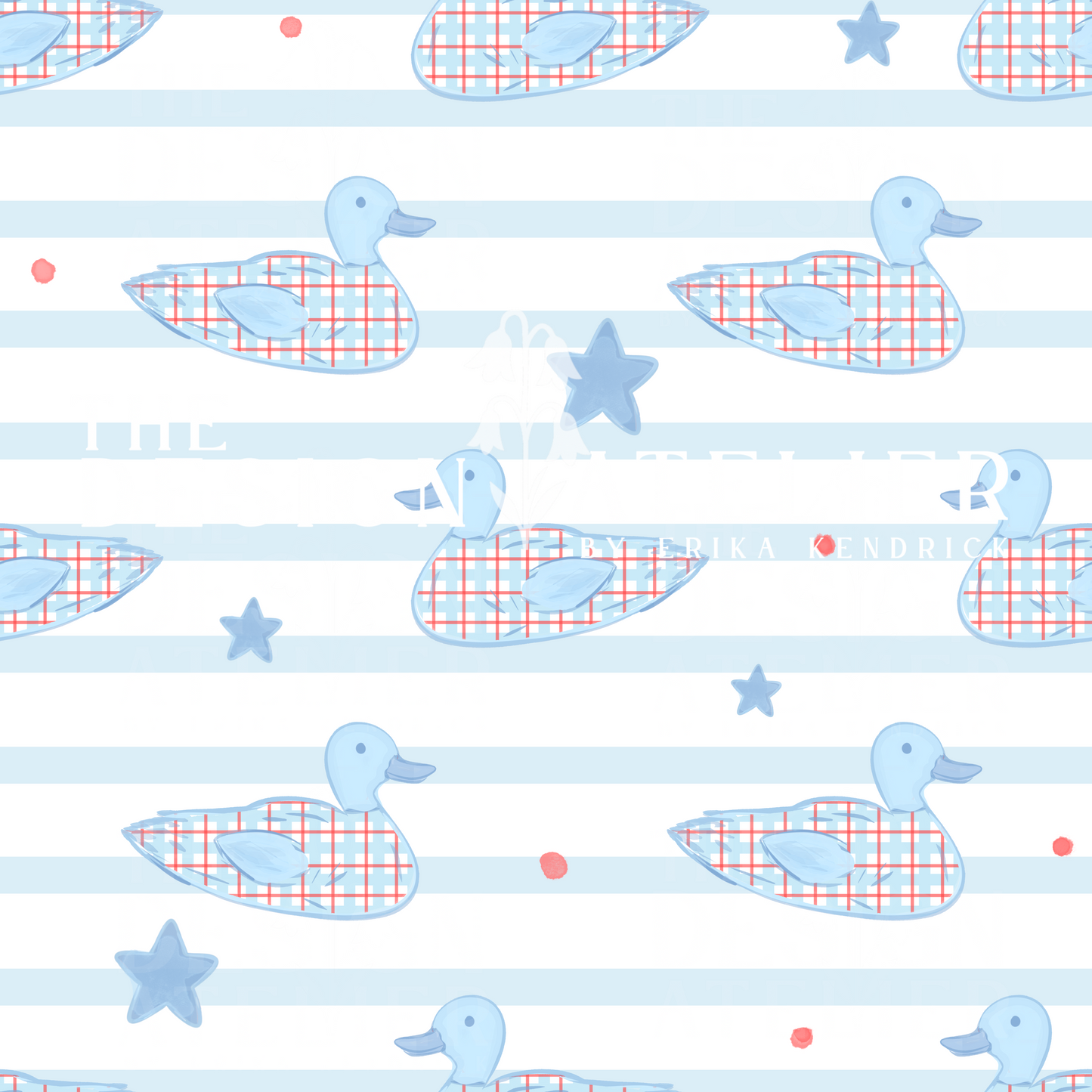 Star Spangled Ducks Seamless Design with Textile Rights