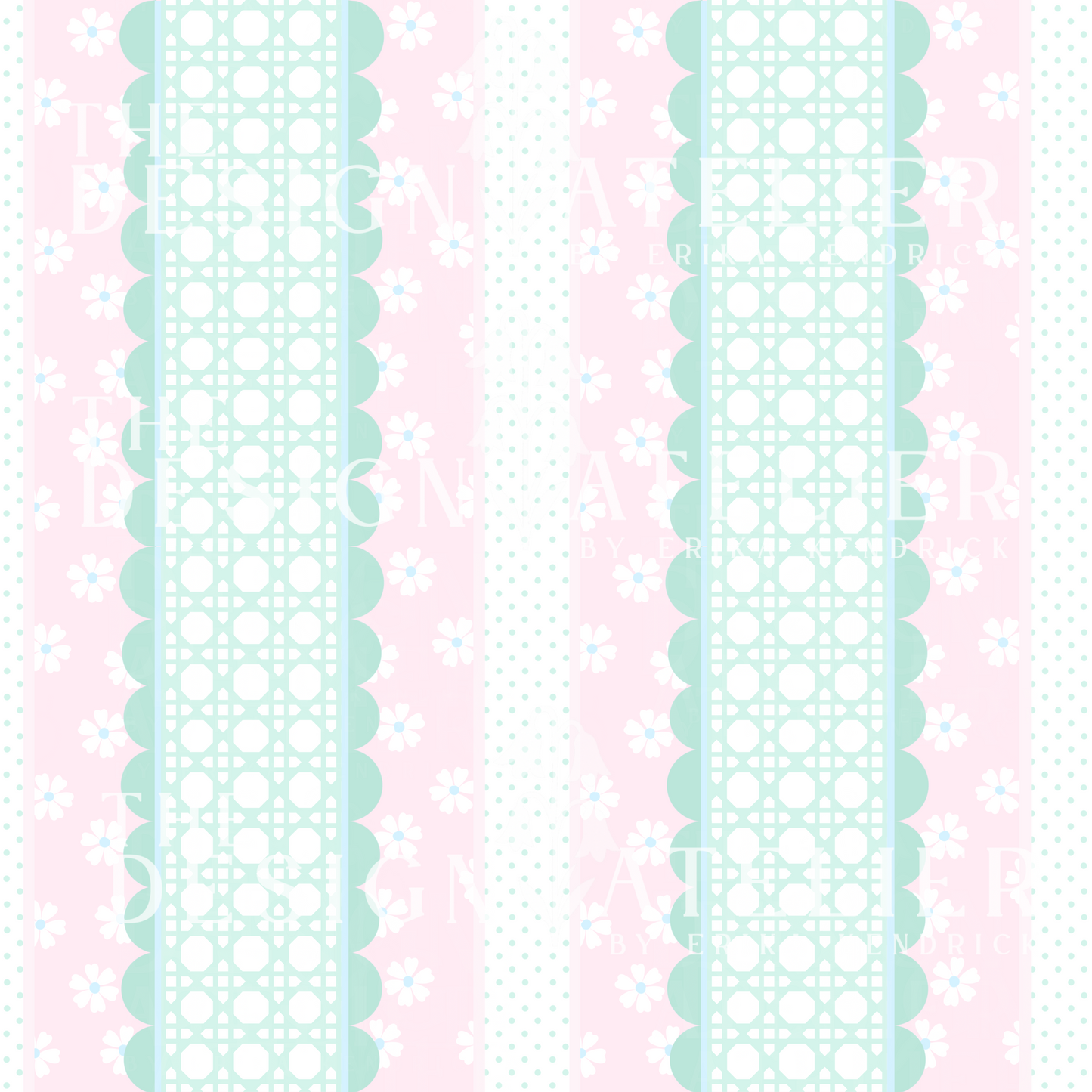 Mint Meadow Seamless Design with Textile Rights
