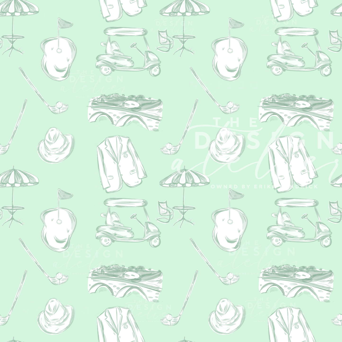 A Master's Moment Green Seamless Pattern with Textile Rights