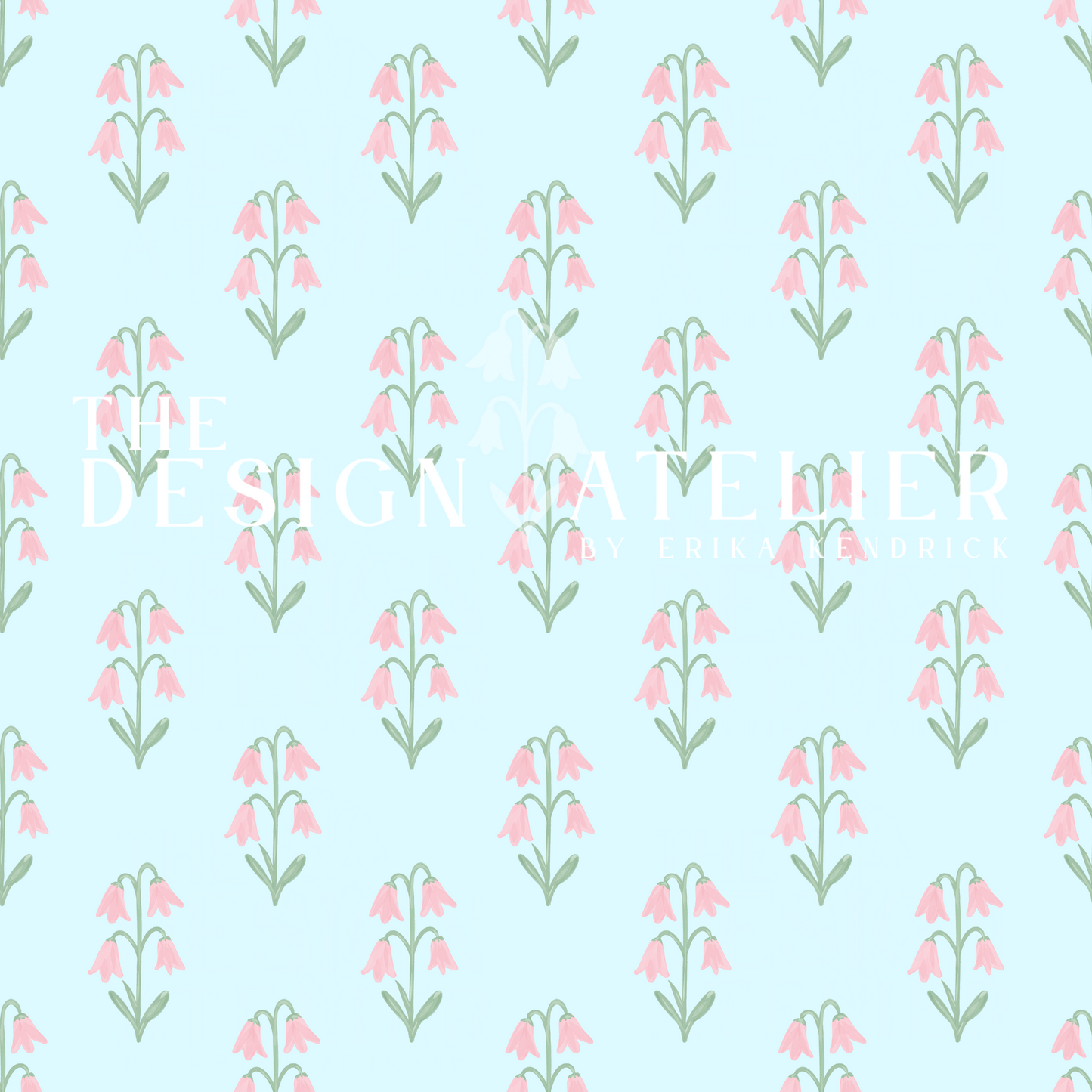 Blue Tulip Seamless Pattern with Textile Rights