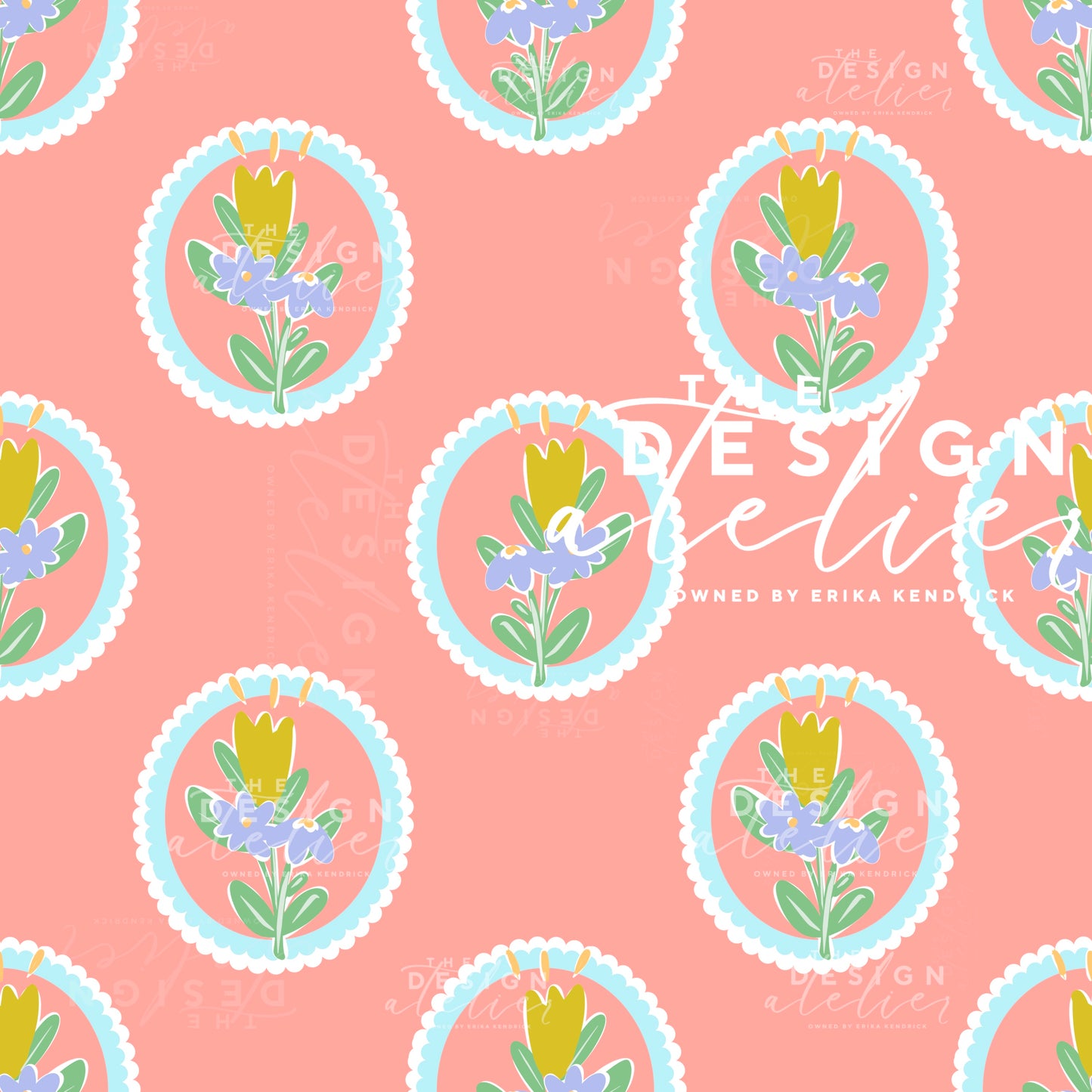 Coral Blooms Seamless Pattern with Textile Rights