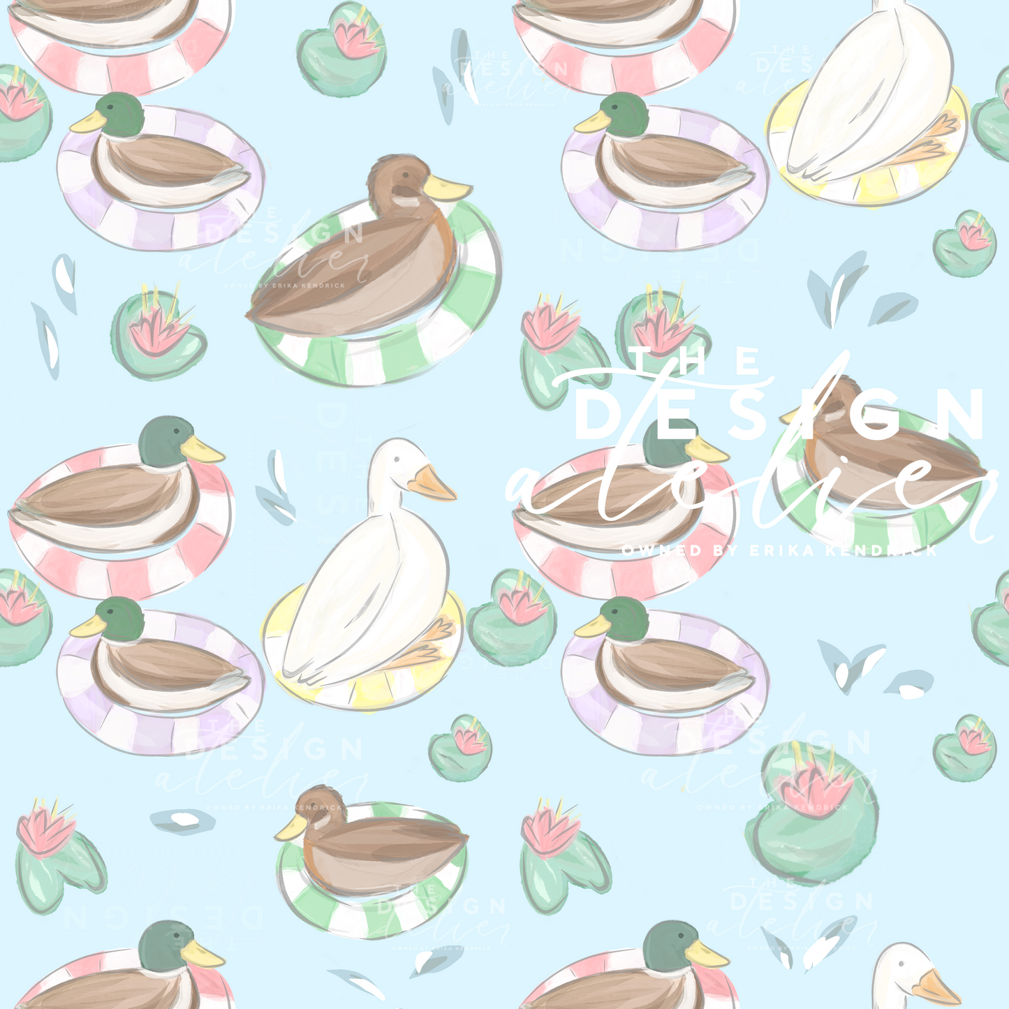 Floating Friends Seamless Pattern with Textile Rights