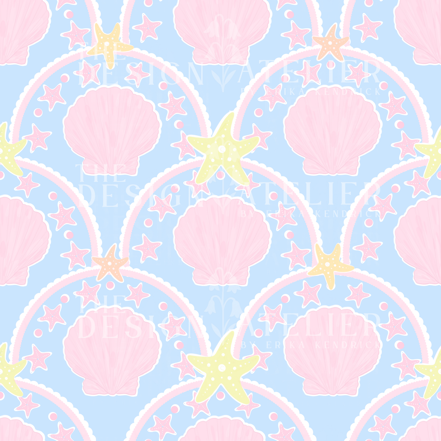 Seaside Shells Seamless Design with Textile Rights
