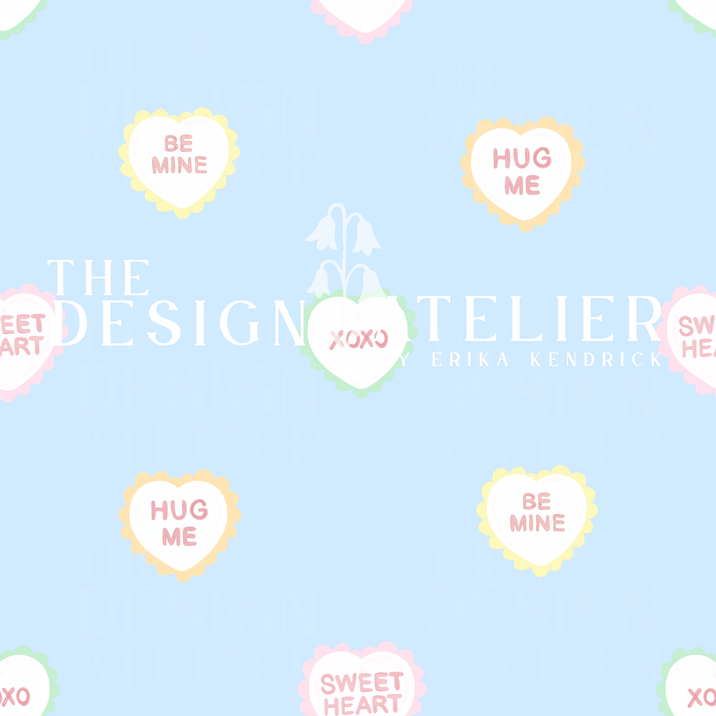 Conversation Hearts Seamless Design with Textile Rights