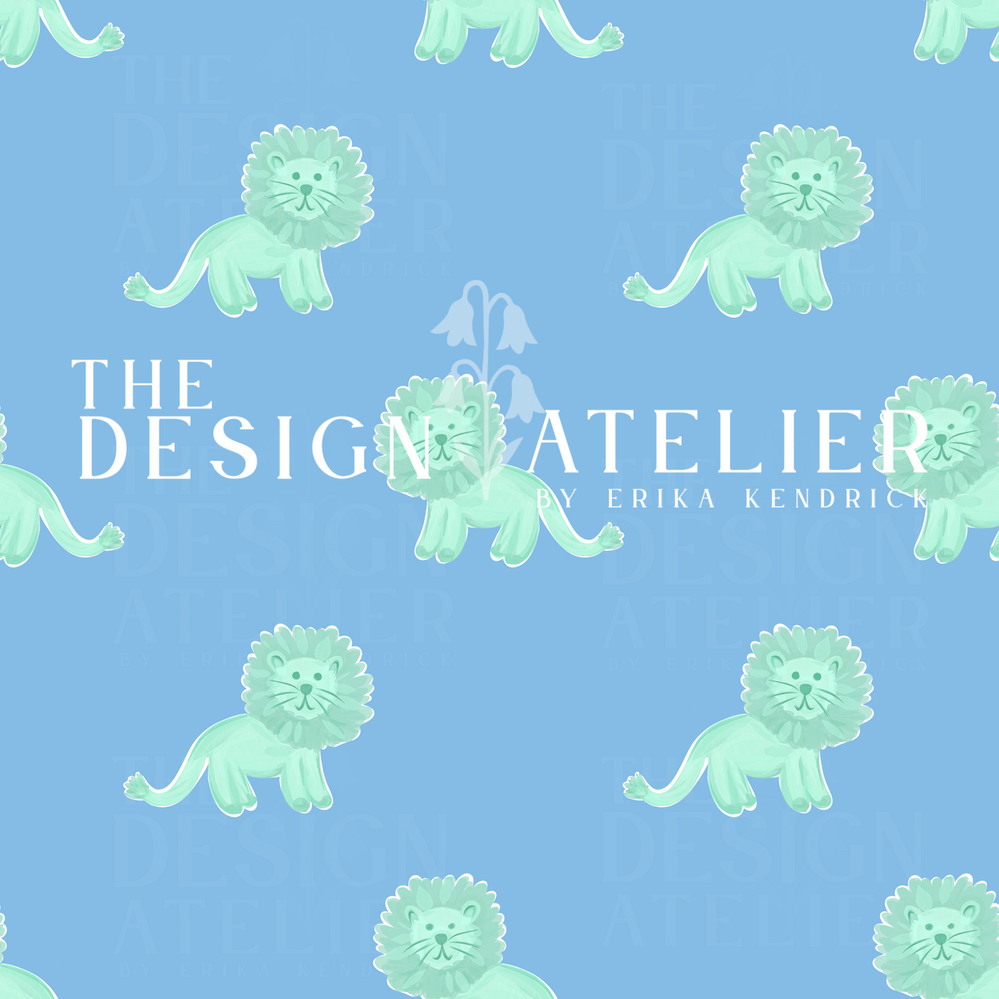 King of the Jungle Darker Blue Seamless Pattern with Textile Rights (Copy)