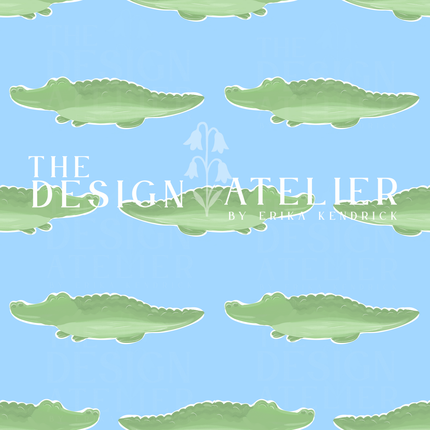 King of the Swamp Blue Seamless Pattern with Textile Rights