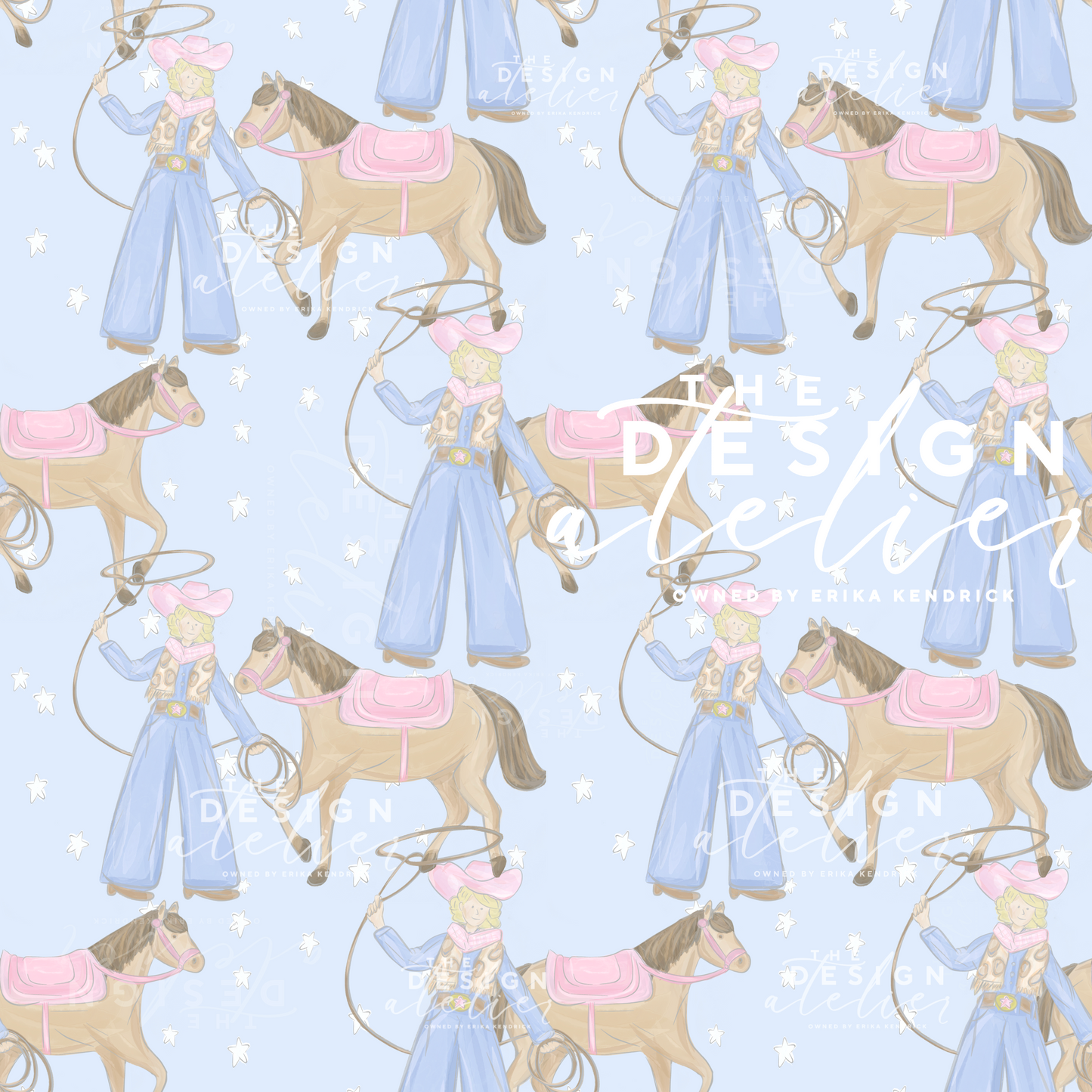 Little Lasso Darling Seamless Pattern with Textile Rights