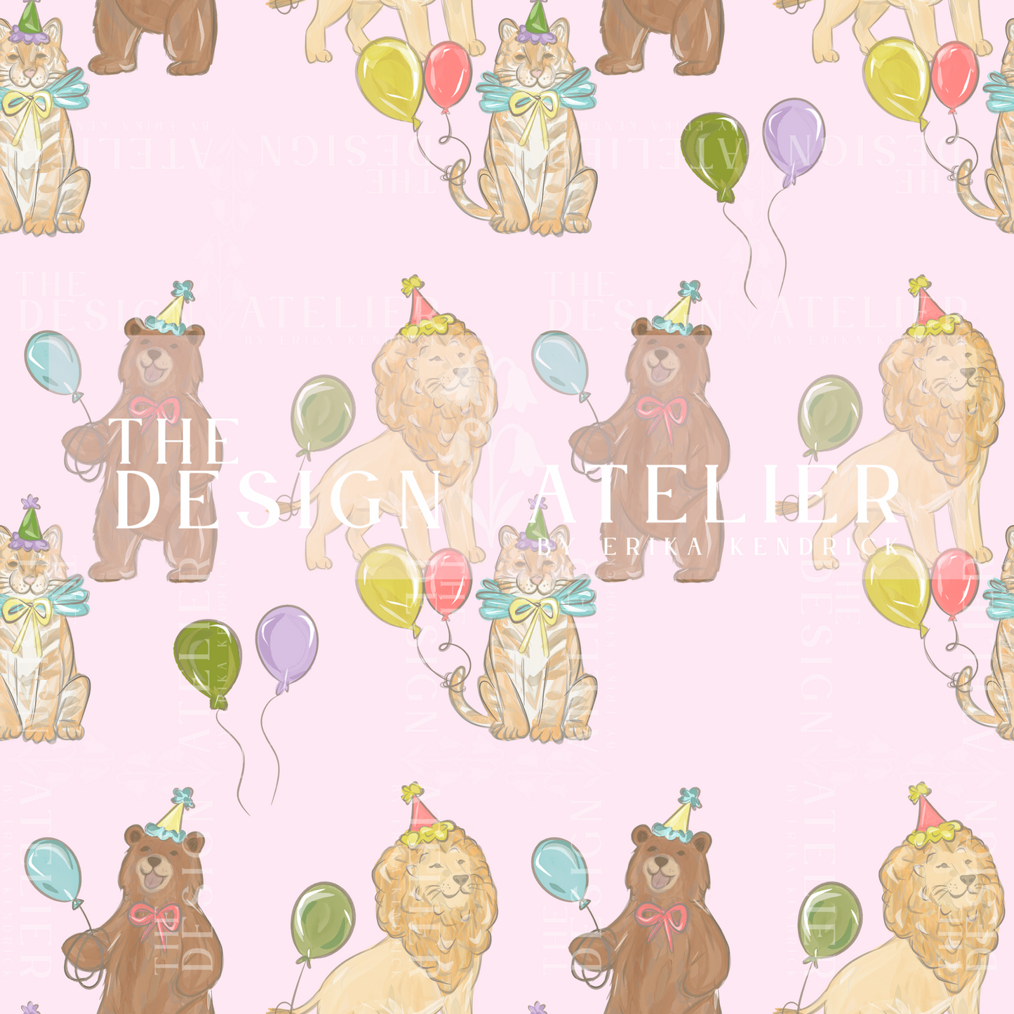 Party Animals, Oh My!l Seamless Pattern with Textile Rights
