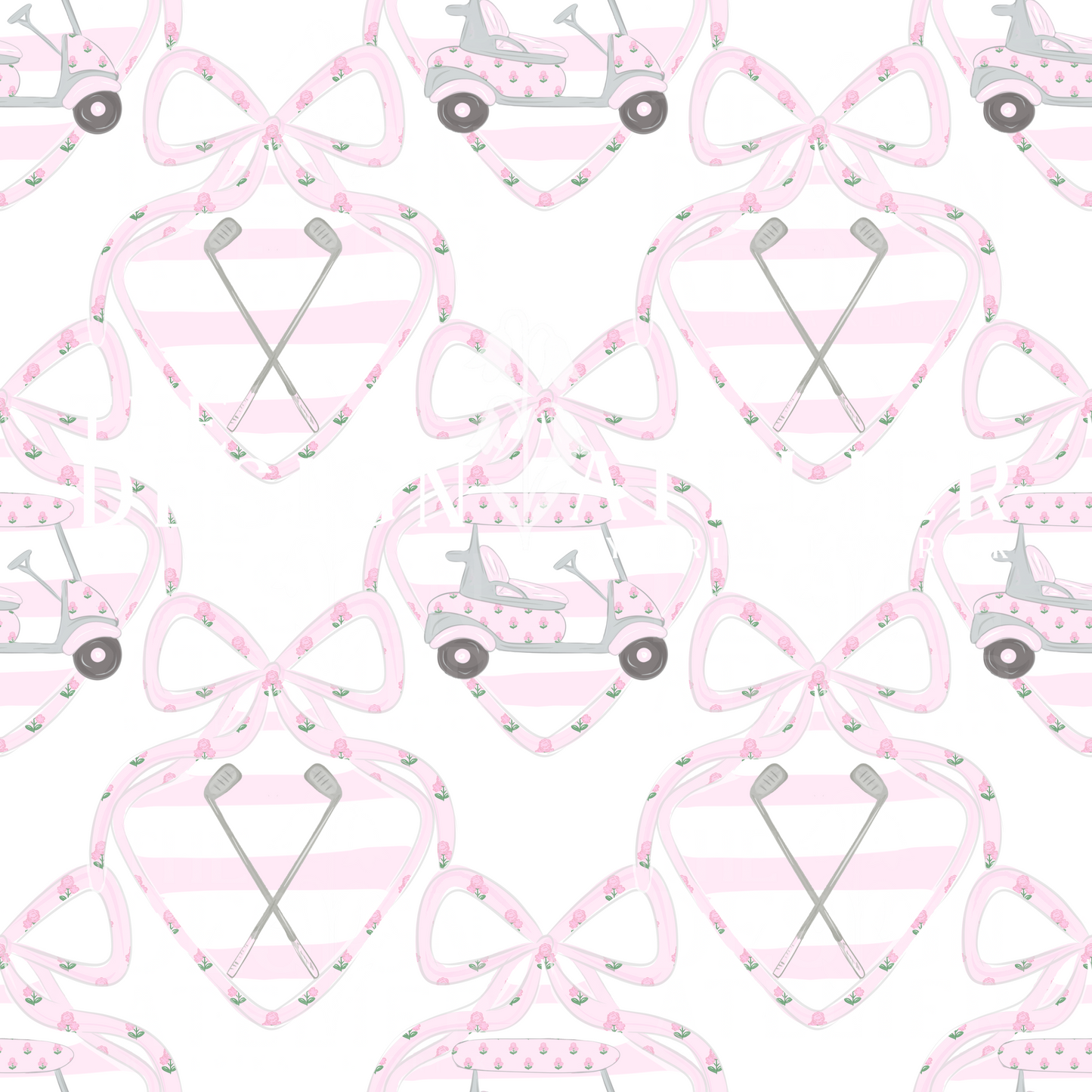 Pink Cart Society Seamless Pattern with Textile Rights