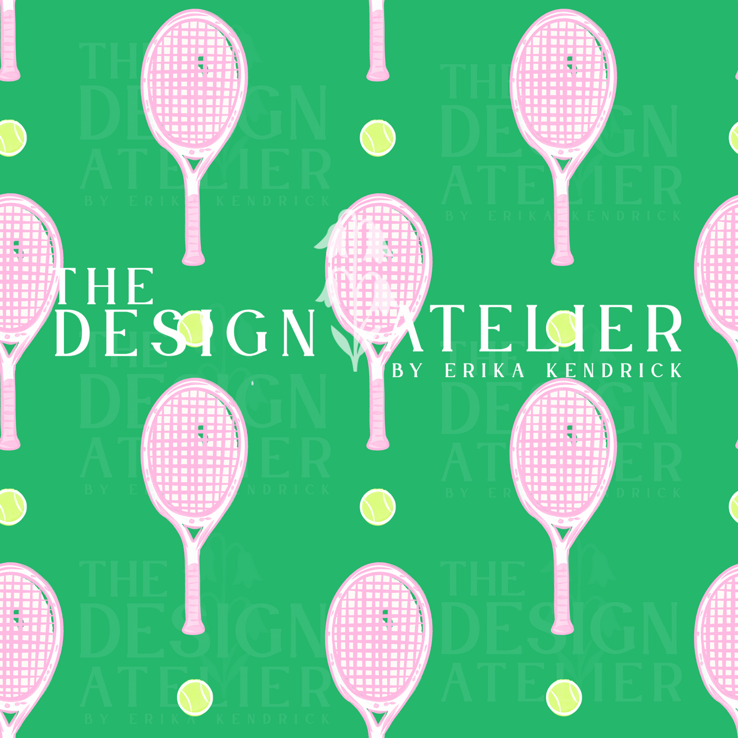 Pink Racquet Rally Seamless Pattern with Textile Rights