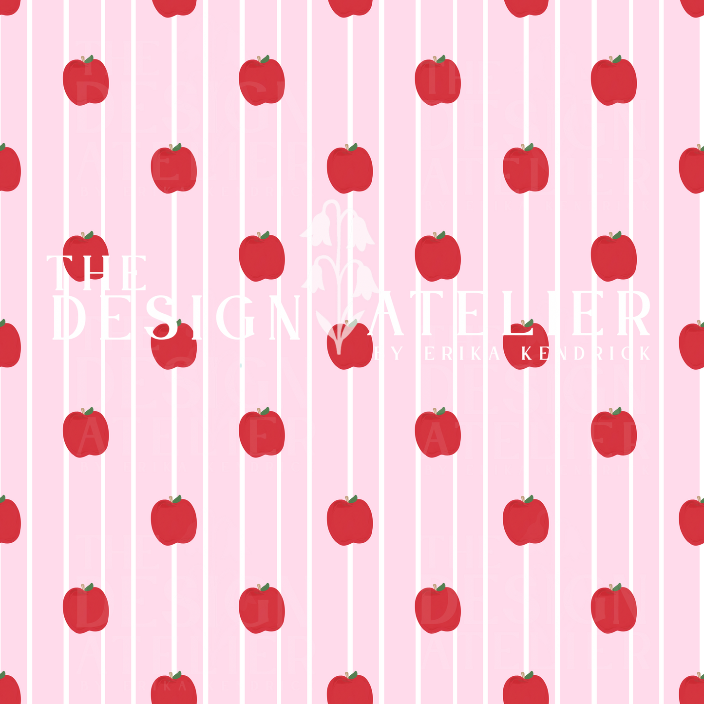 Pink Stripe Apple Prep School Seamless Pattern with Textile Rights