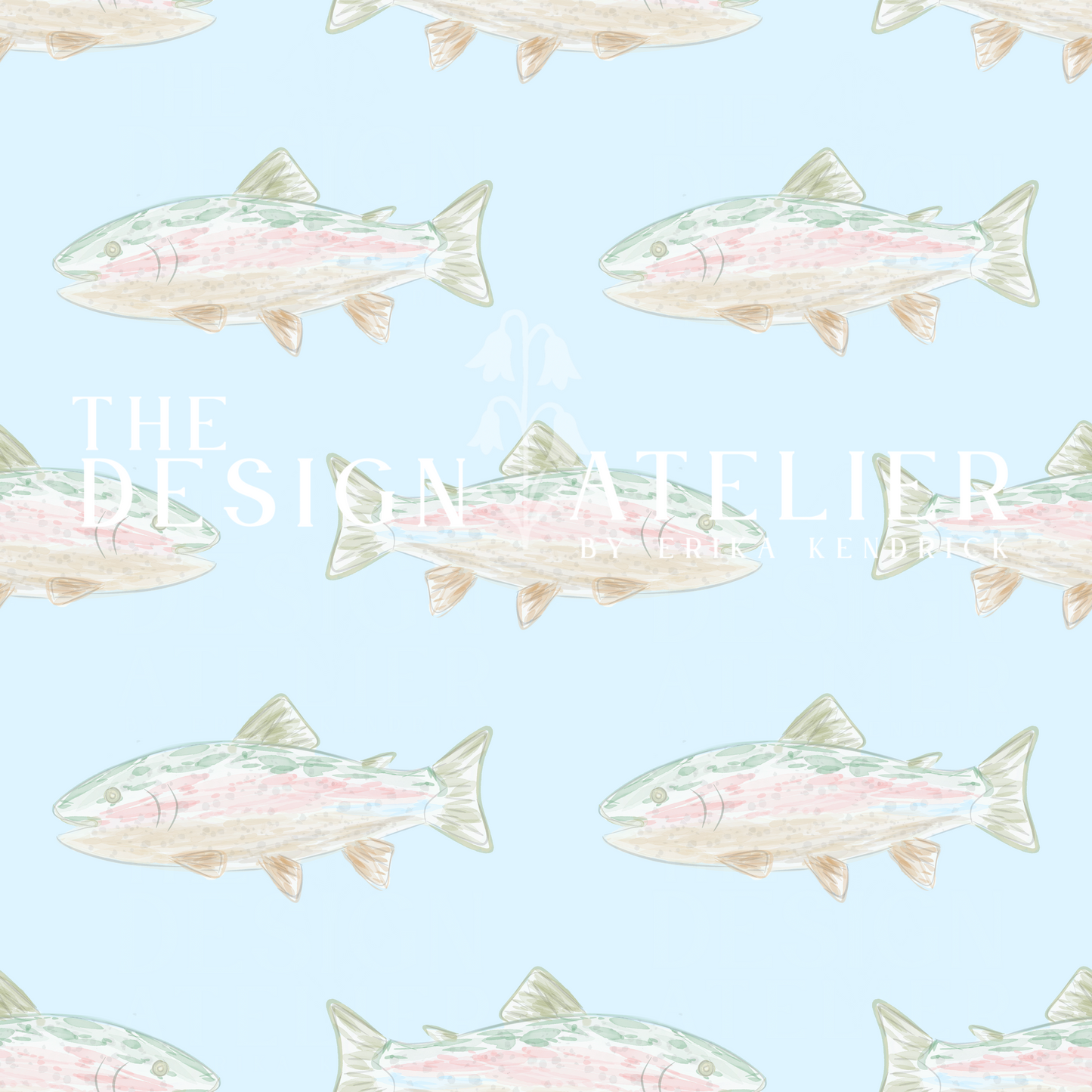 Quiet Water Trout Seamless Pattern with Textile Rights