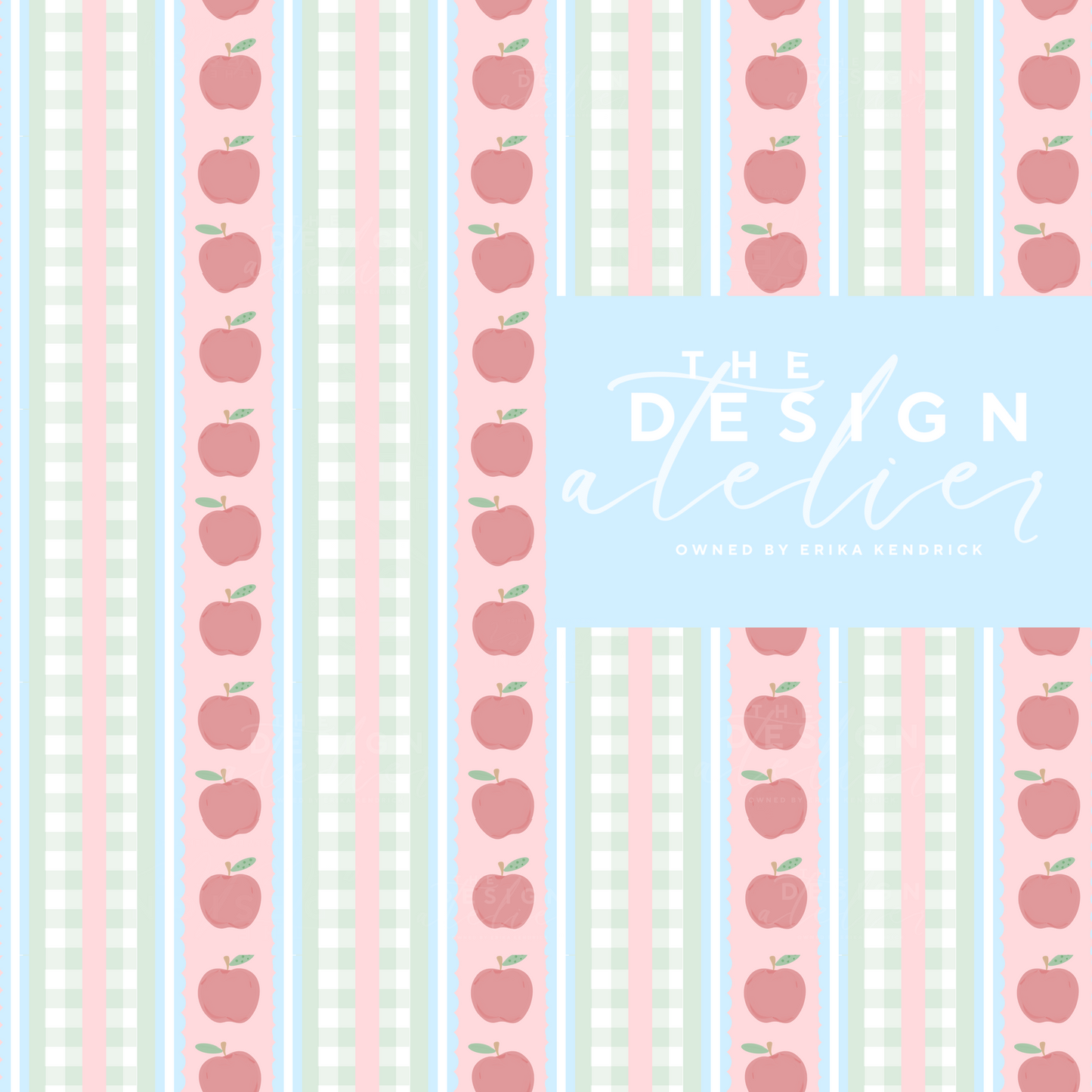 School House Orchard Seamless Pattern with Textile Rights