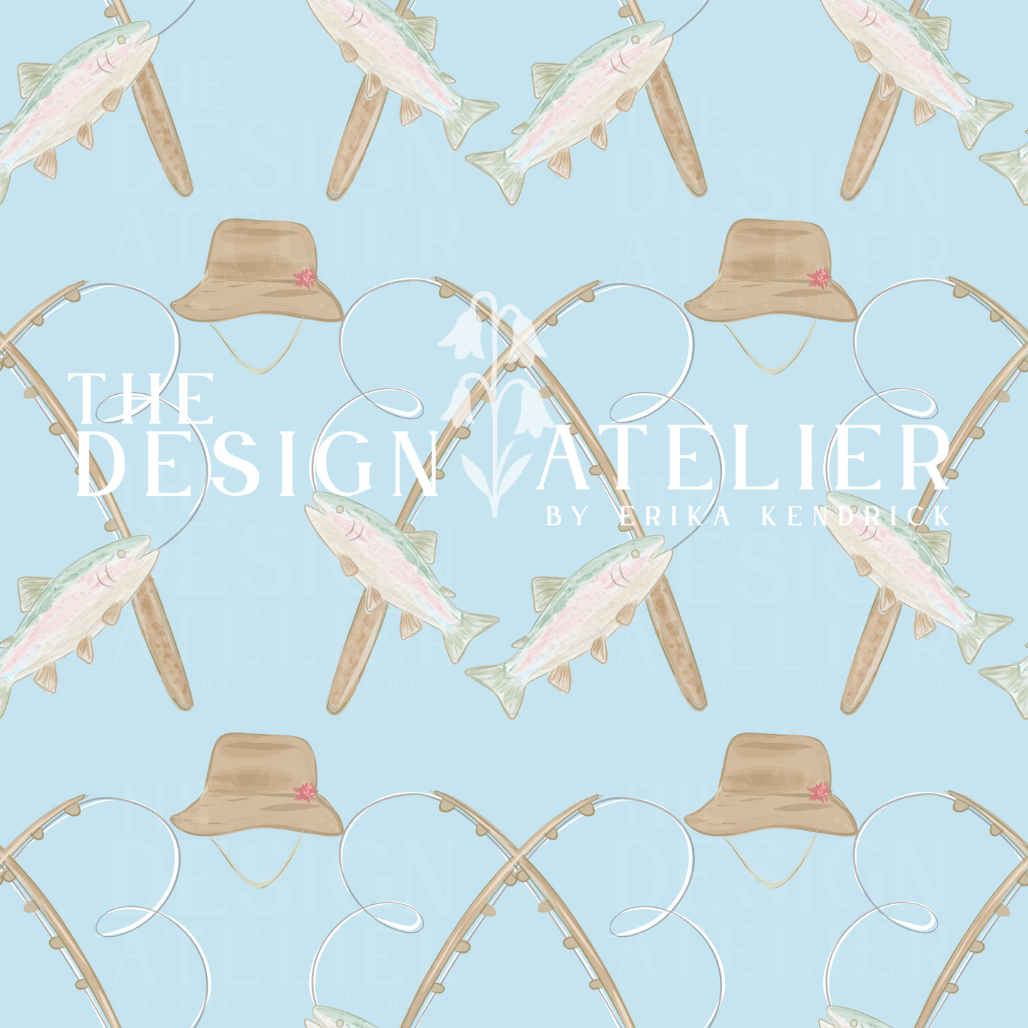Trout Season Seamless Pattern with Textile Rights