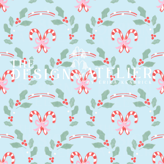 Christmas charm light blue Seamless Design with Textile Rights