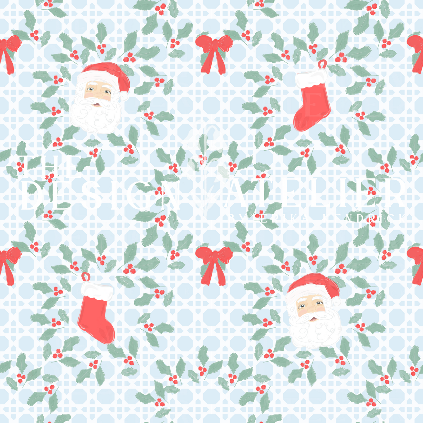 Seaside Santa Seamless Design with Textile Rights