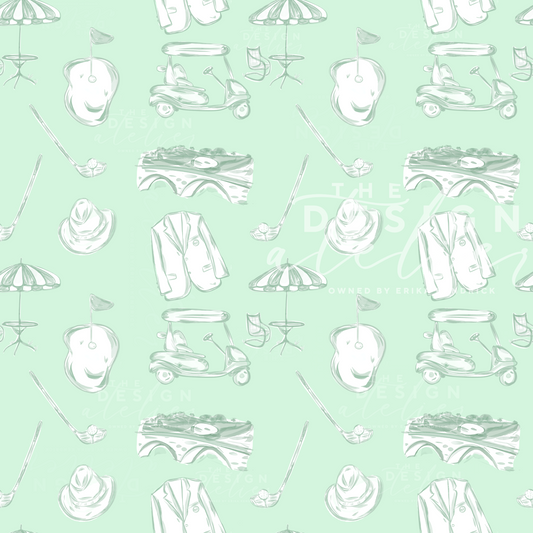 A Master's Moment Green  Seamless Pattern with Textile Rights