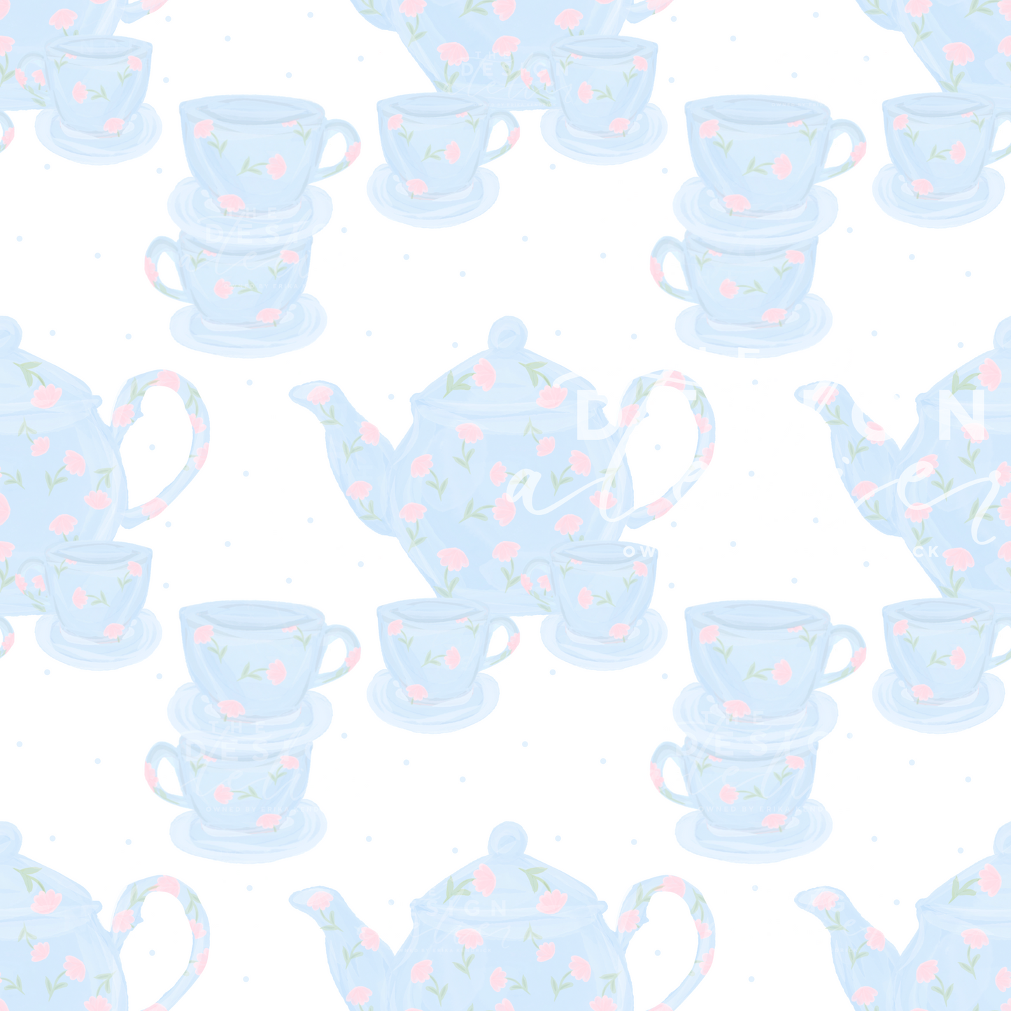 Afternoon Tea  Seamless Pattern with Textile Rights