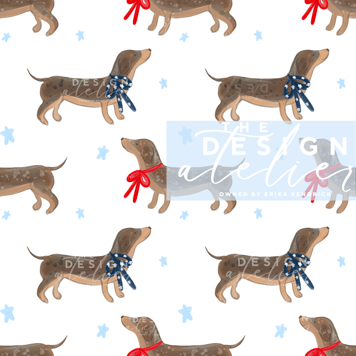 All American Doxie Seamless Pattern with Textile Rights