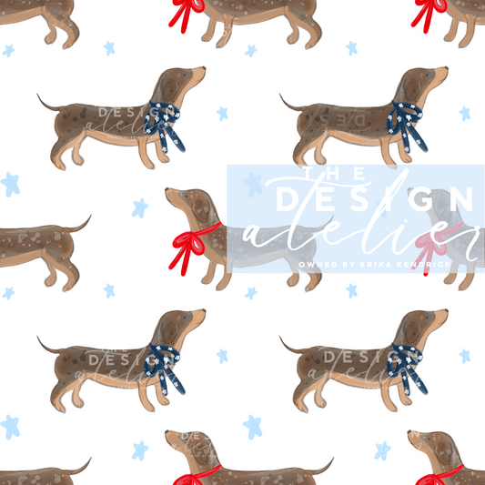All American Doxie Seamless Pattern with Textile Rights