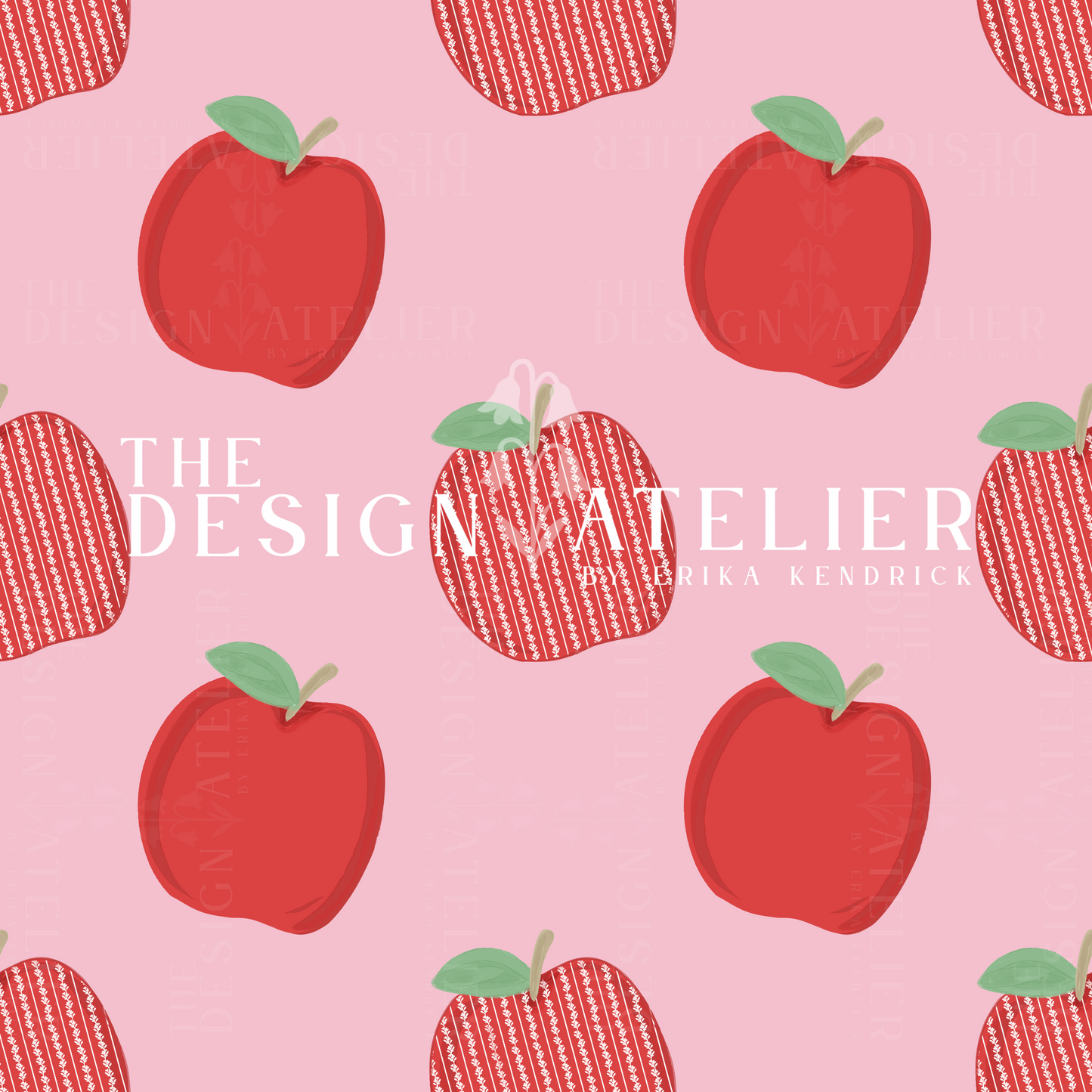 Apple for The First Day-Pink Seamless Pattern with Textile Rights