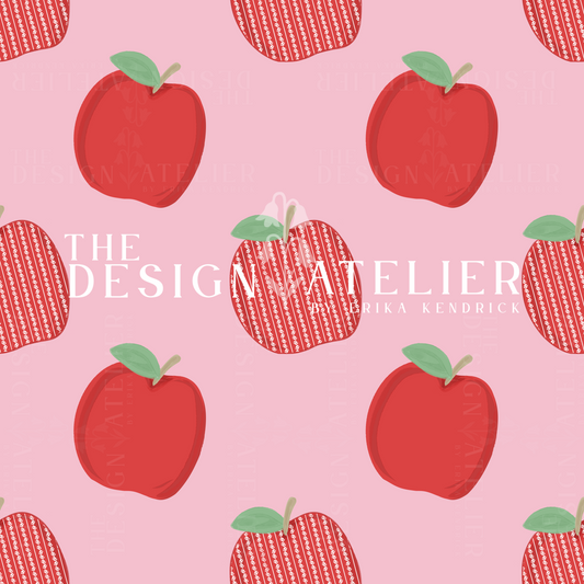 Apple for The First Day-Pink Seamless Pattern with Textile Rights