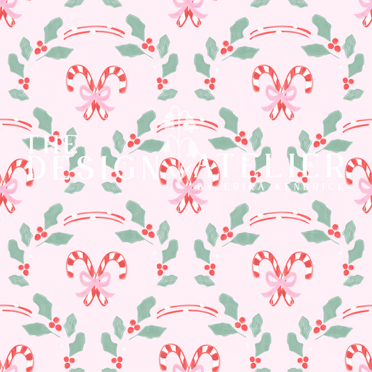 Christmas charm light pink Seamless Design with Textile Rights