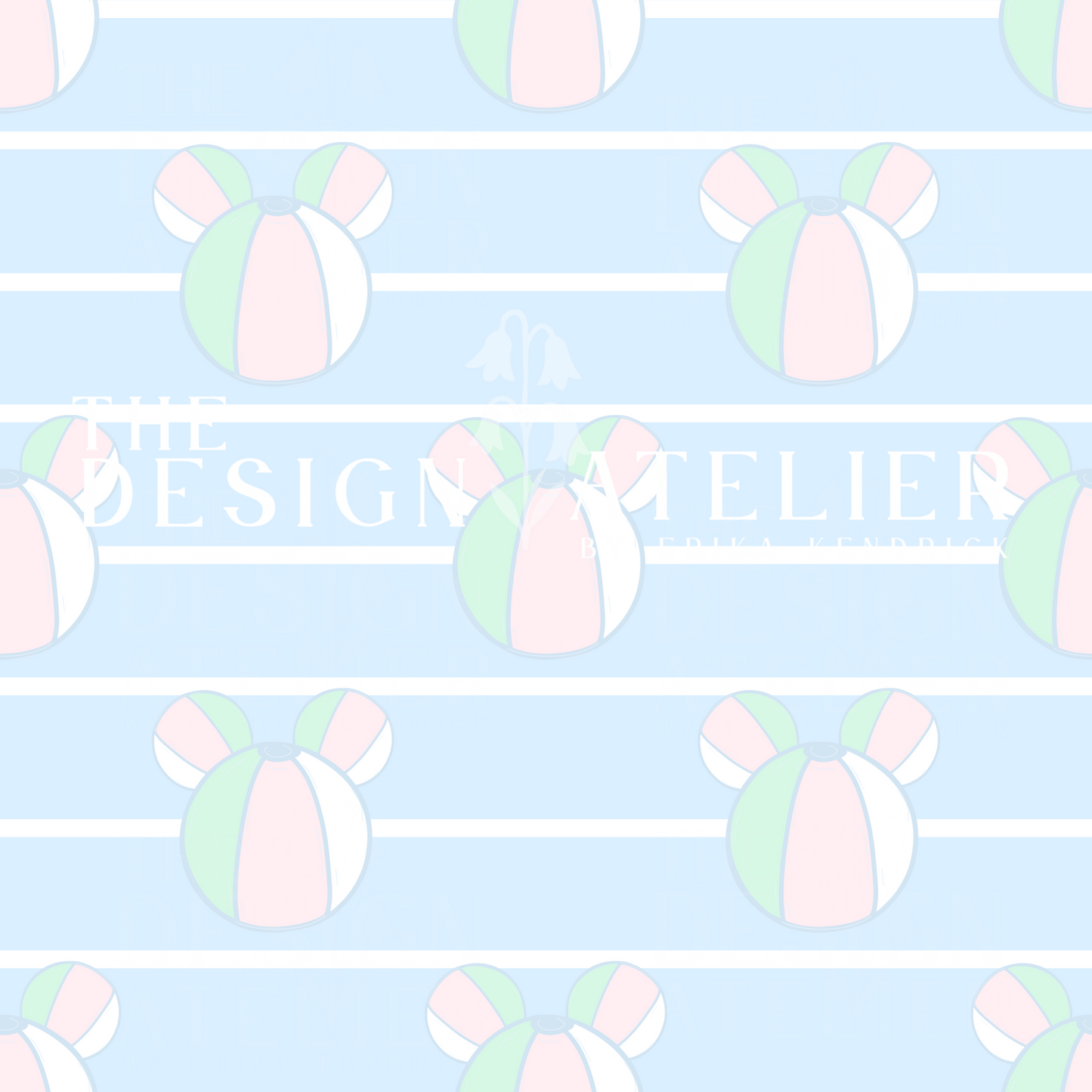 Beach Ball Mickey Head Seamless Pattern with Textile Rights
