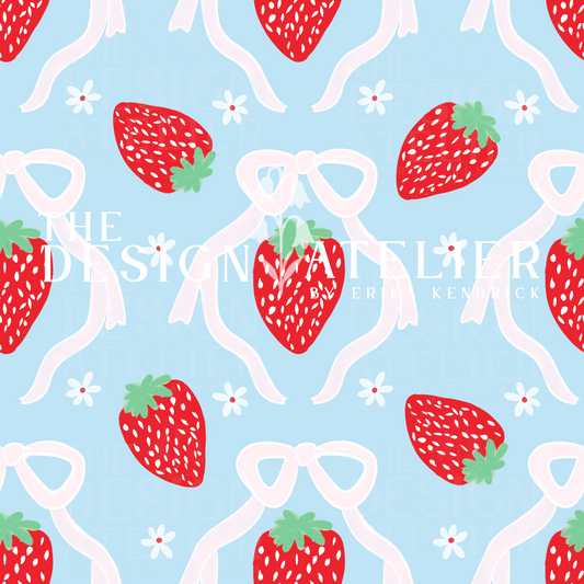 Berry Sweet Blue Seamless Pattern with Textile Rights