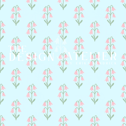Blue Tulip Seamless Pattern with Textile Rights