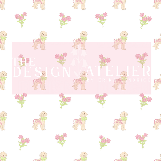 Doodle Bouquet Seamless Pattern with Textile Rights
