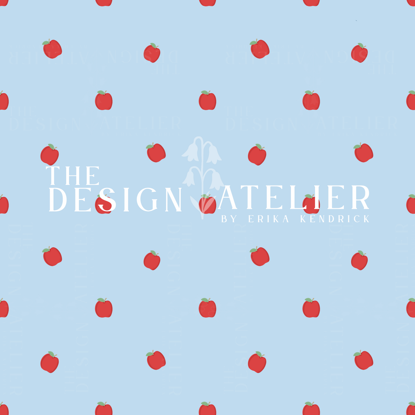 Blue -Apple First Day  Seamless Pattern with Textile Rights