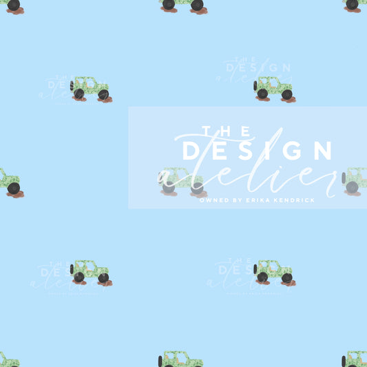 Camo Jeep Seamless Pattern with Textile Rights