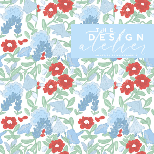 Carolina Bloom Seamless Pattern with Textile Rights