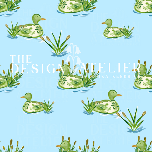 Cattail Waters Seamless Pattern with Textile Rights