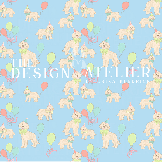 Celebrate, Pup! Seamless Pattern with Textile Rights