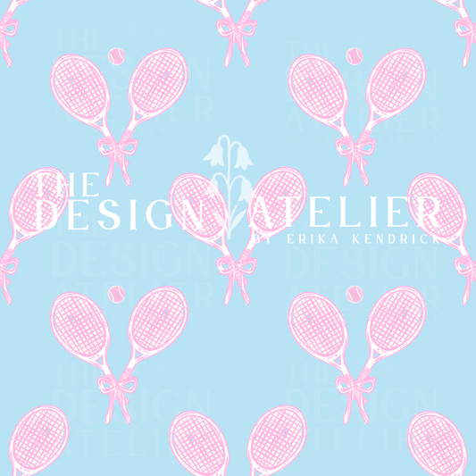 Center Court Classic Blue and pink  Seamless Pattern with Textile Rights