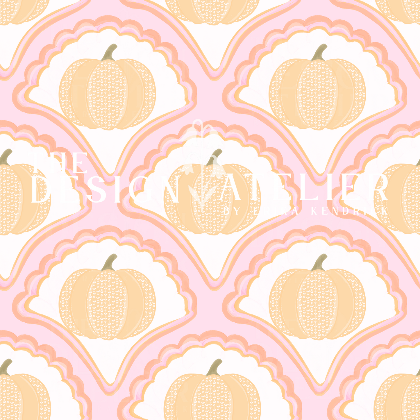 Scallop Pumpkins Seamless Design with Textile Rights