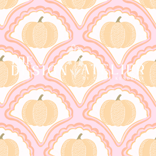 Scallop Pumpkins Seamless Design with Textile Rights