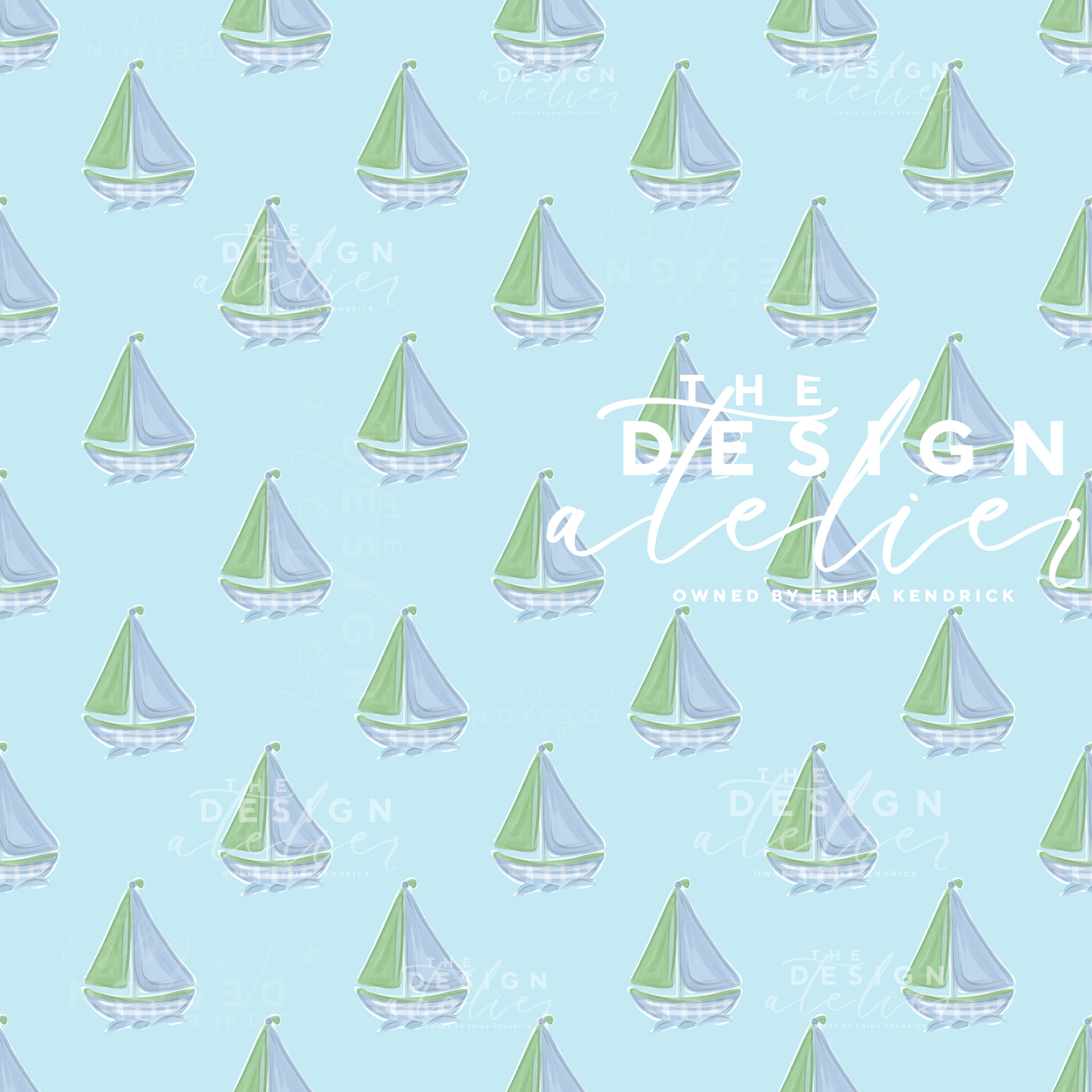 Drift and Sail Blue Seamless Pattern with Textile Rights