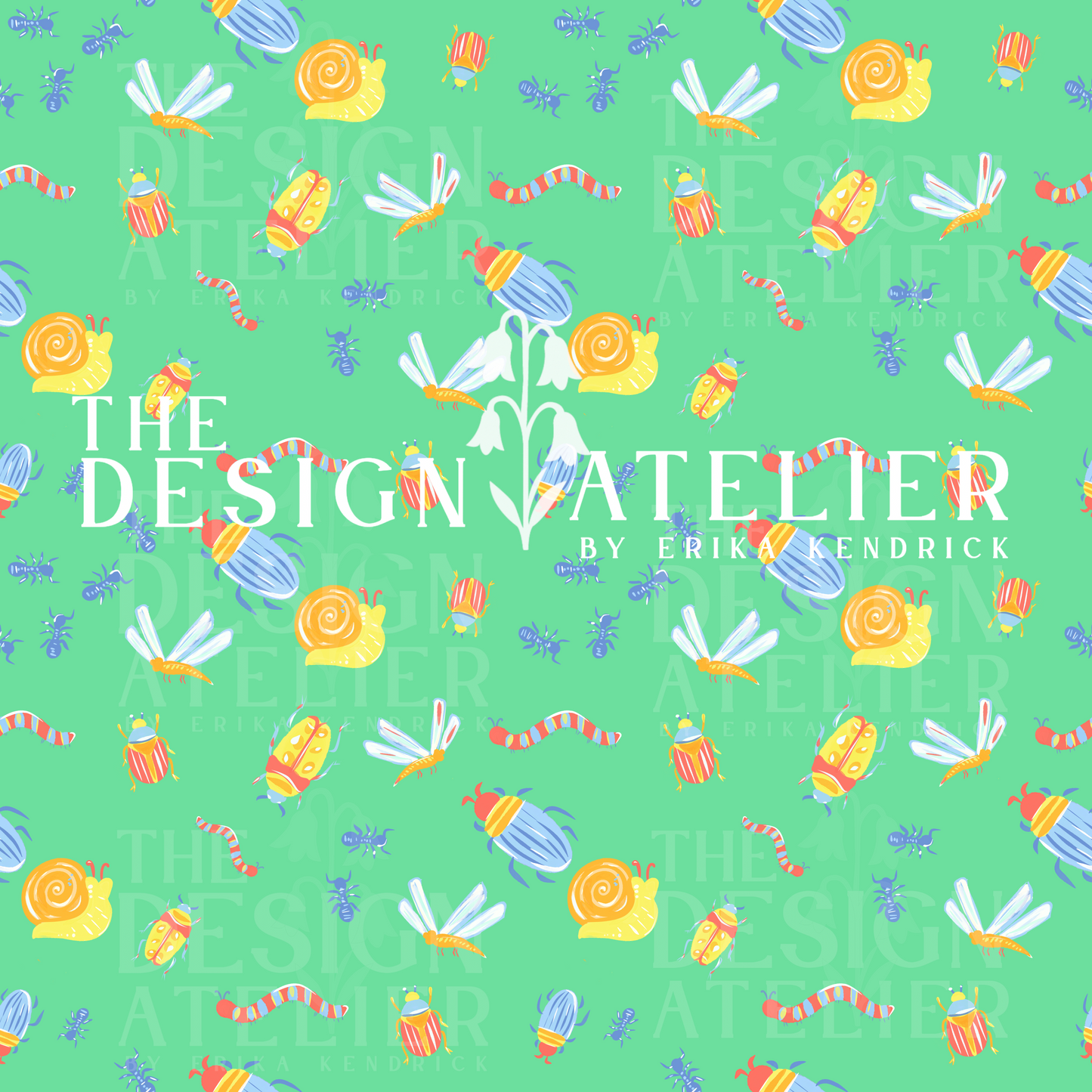 Backyard Bugs Seamless Design with Textile Rights
