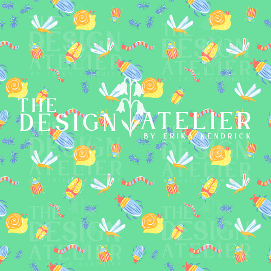 Backyard Bugs Seamless Design with Textile Rights