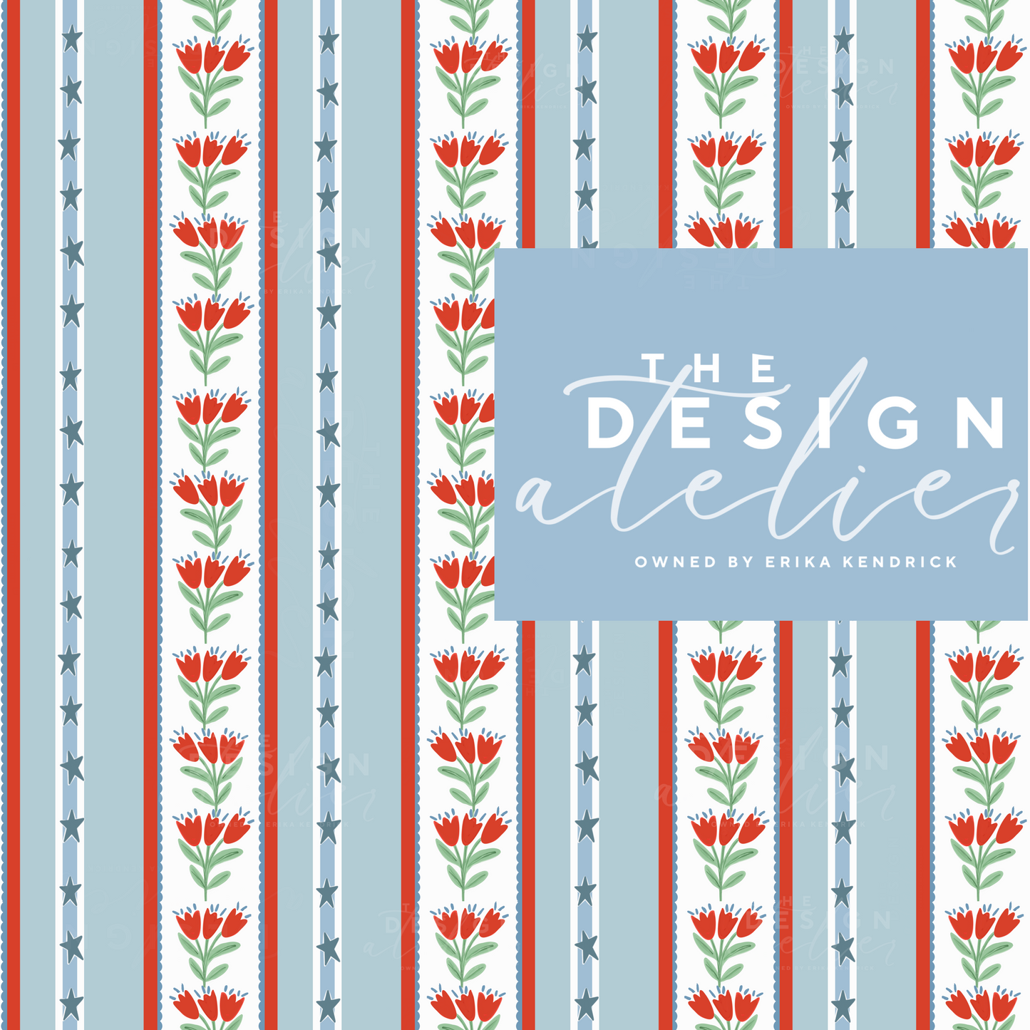 Freedom Plaid Floral Seamless Pattern with Textile Rights