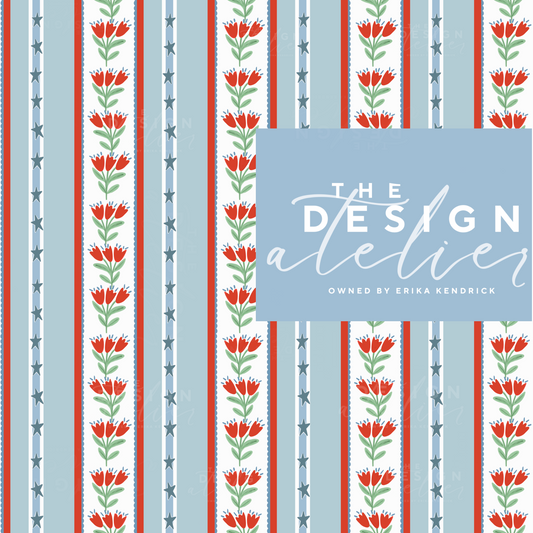 Freedom Plaid Floral Seamless Pattern with Textile Rights