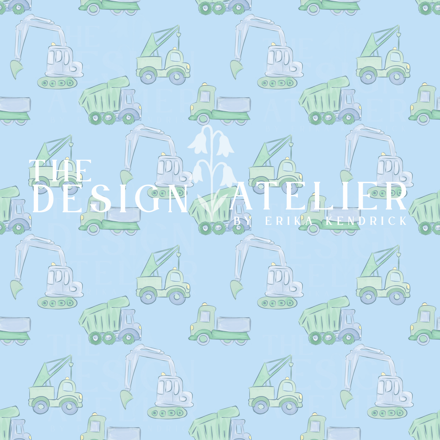 Hard Hat Adventures Blue Seamless Design with Textile Rights