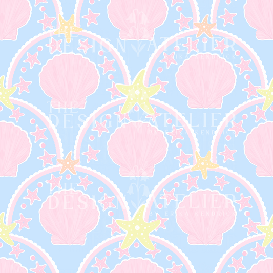 Seaside Shells Seamless Design with Textile Rights
