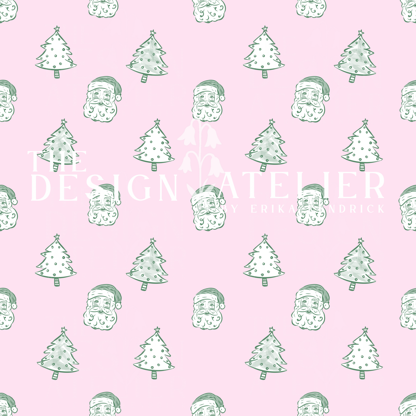 Vintage Noel pink Seamless Design with Textile Rights