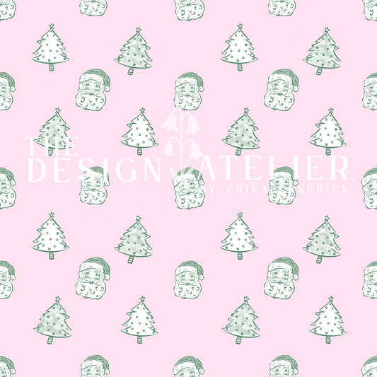 Vintage Noel pink Seamless Design with Textile Rights