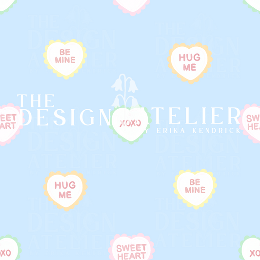 Conversation Hearts Seamless Design with Textile Rights