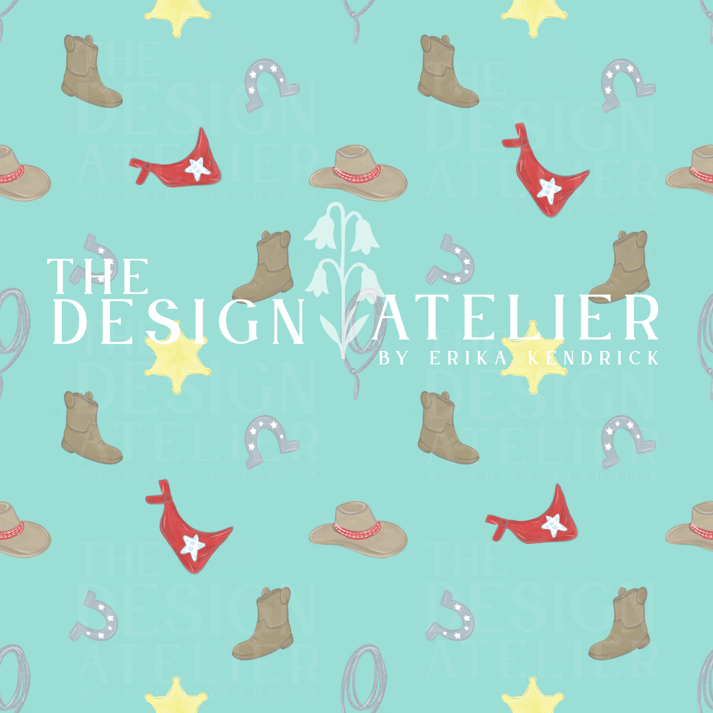 Little Wrangler Green Aqua Seamless Design with Textile Rights